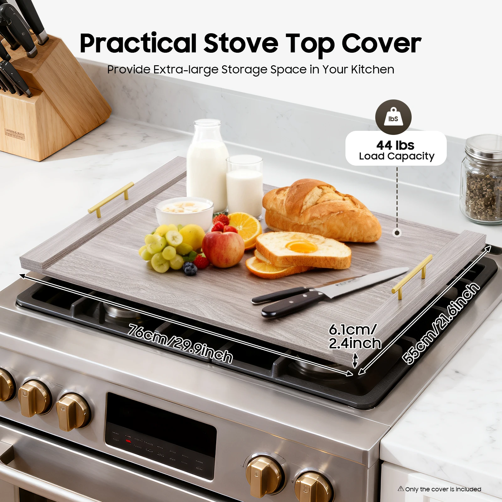 

Крышка для плиты Noodle Board с ручками, белая, из дуба в стиле фермерского дома, кухонный поднос, органайзер для экономии места на кухонной стойке/в духовке/в квартире