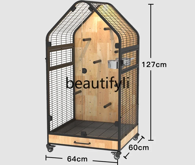 

Panoramic luxury bird cage parrot villa wrought iron ecological cabinet gray machine monk DIY station pole