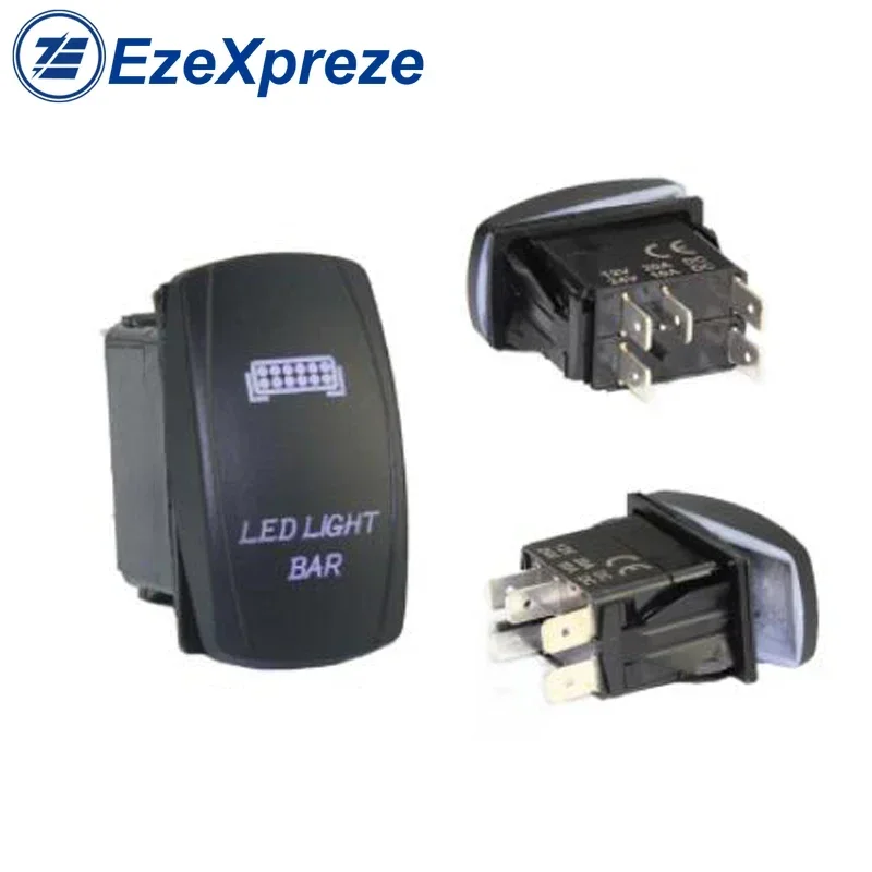 

Carling Waterproof 5-Pin Switch, 12V 24V Marine Switch, Car, Boat, Truck, SPST Rocker Switch with Dual LED Light Bar