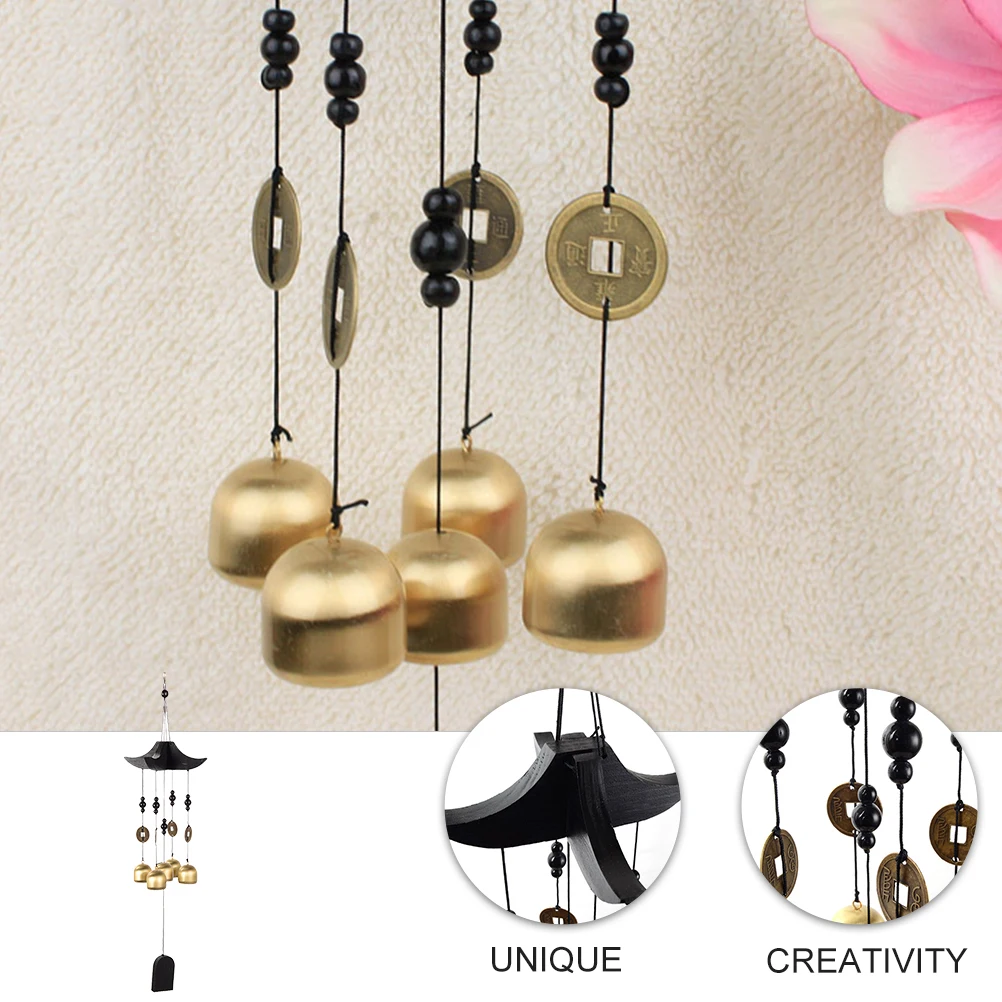 

Brass Wind Chimes Feng Shui Hanging Bell with Coins for Home Garden Decoration Traditional Chinese Wind Bell Outdoor Patio Decor