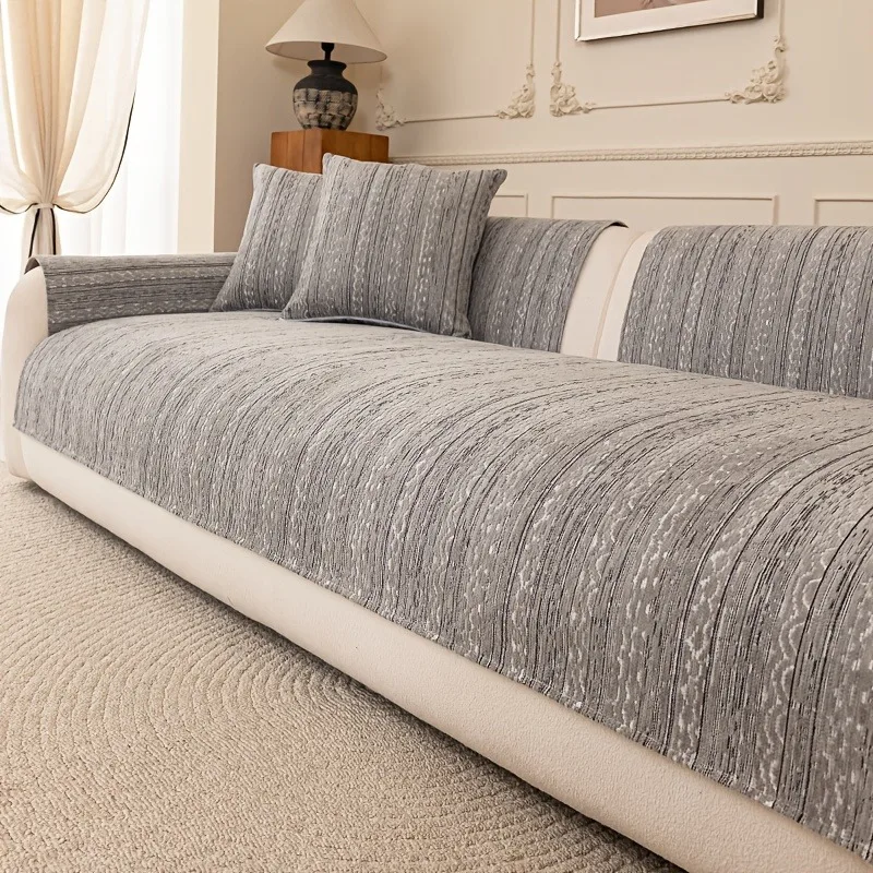 Moderner Geometrischer Jacquard Chenille Sofabezug Rutschfester Wohnzimmer-Couch-Sitzschutz Möbel-Dekor Sofa-Überwurf für Alle Jahreszeiten