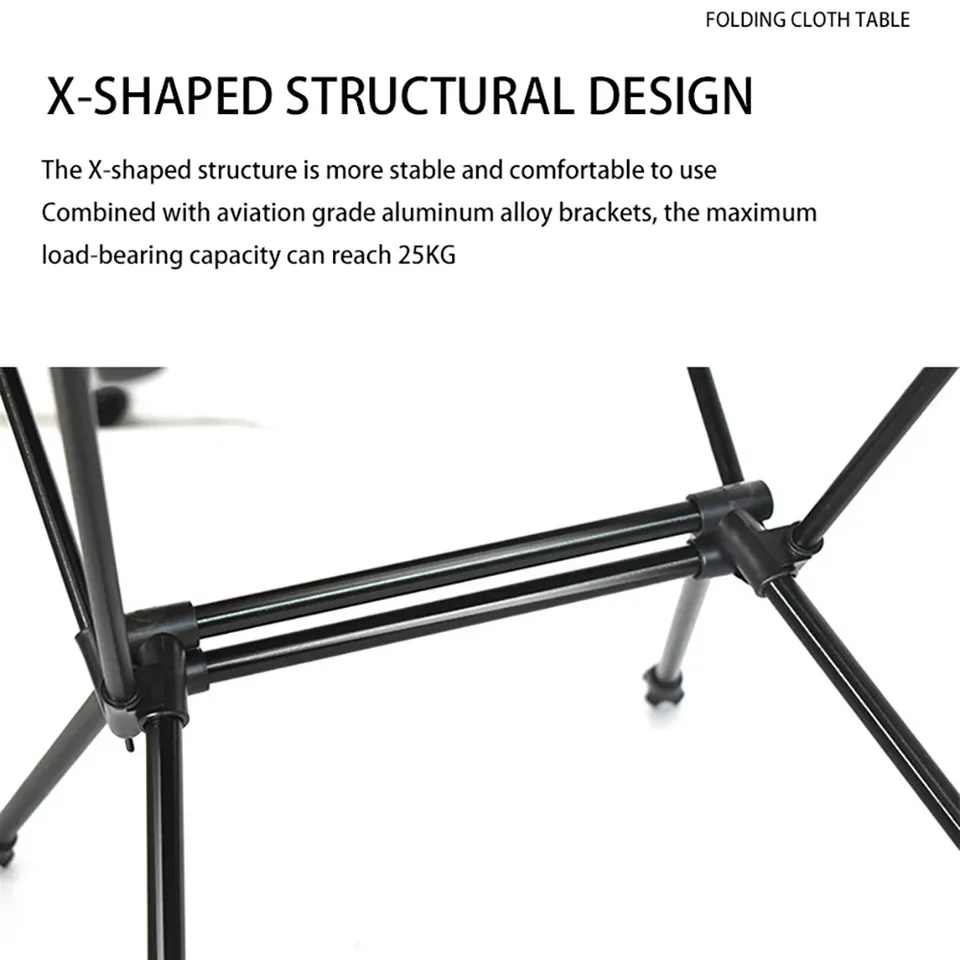 TARKA Camping Folding Table 600D Oxford Fabric Roll-Up Lightweight Aluminum Alloy Cloth Table with Net bag for Outdoor Picnic - Detail Angle #04
