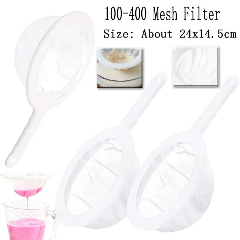 Ultras-Fine 100/200/300400 Mesh Nylon Filter Cloth Strainer for Soy Juice Coffee Herbal Tea Kitchen Colander Spoon