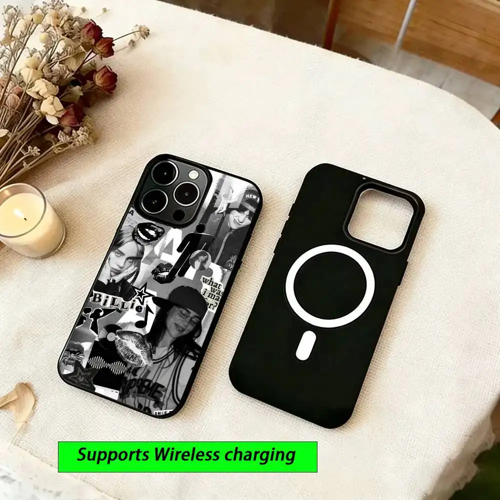 Female folk singer B-illies E-ilish  Phone Case For iPhone15,16,17,14,13,12,11 Plus,Pro Magnetic For  Wireless Charging view 2