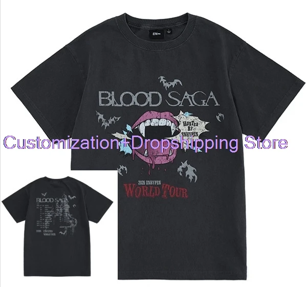 Blood 2026 Saga World Tour Shirt Vampire Aesthetic Tee Y2k Top High Quality Cotton Short Sleeve Summer Unisex T-shirts