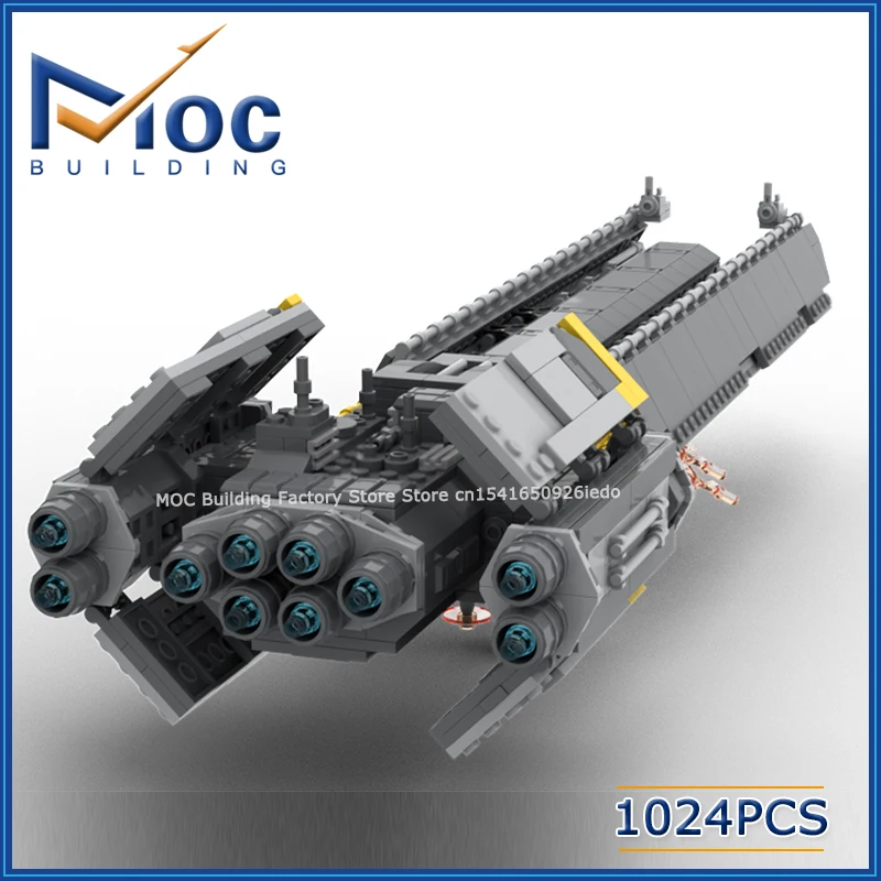 MOC Bausteine Weltraum-Filmserie Super-Kriegsschiff-Modell DIY Zusammenbaubares Kreatives Kampfschiff-Spielzeug Sammlerstück Weihnachtsgeschenke