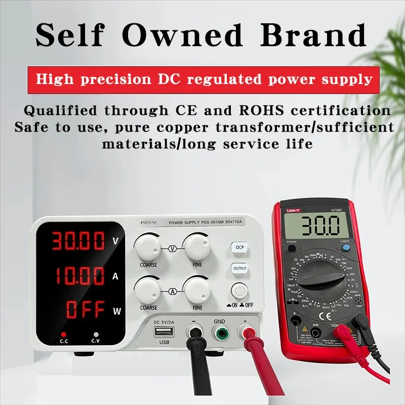 PDS-3010M 4LED Adjustable DC Power Supply 30V 10A Stabilized Variable Switch Bench Type