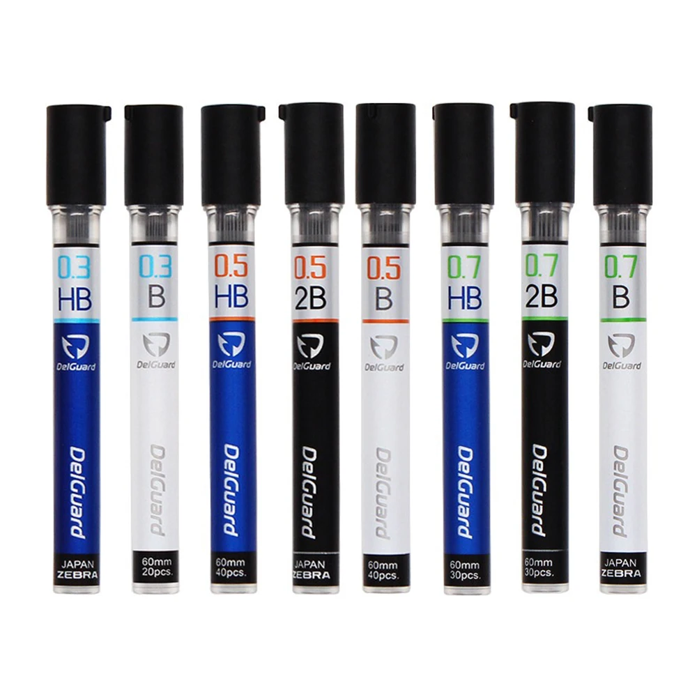 3/5boxes Japan ZEBRA Mechanical Pencil Lead Delgurad HB/2B 0.3/0.5/0.7mm P-LD10 Activity Lead Not Easy To Break School Supplies