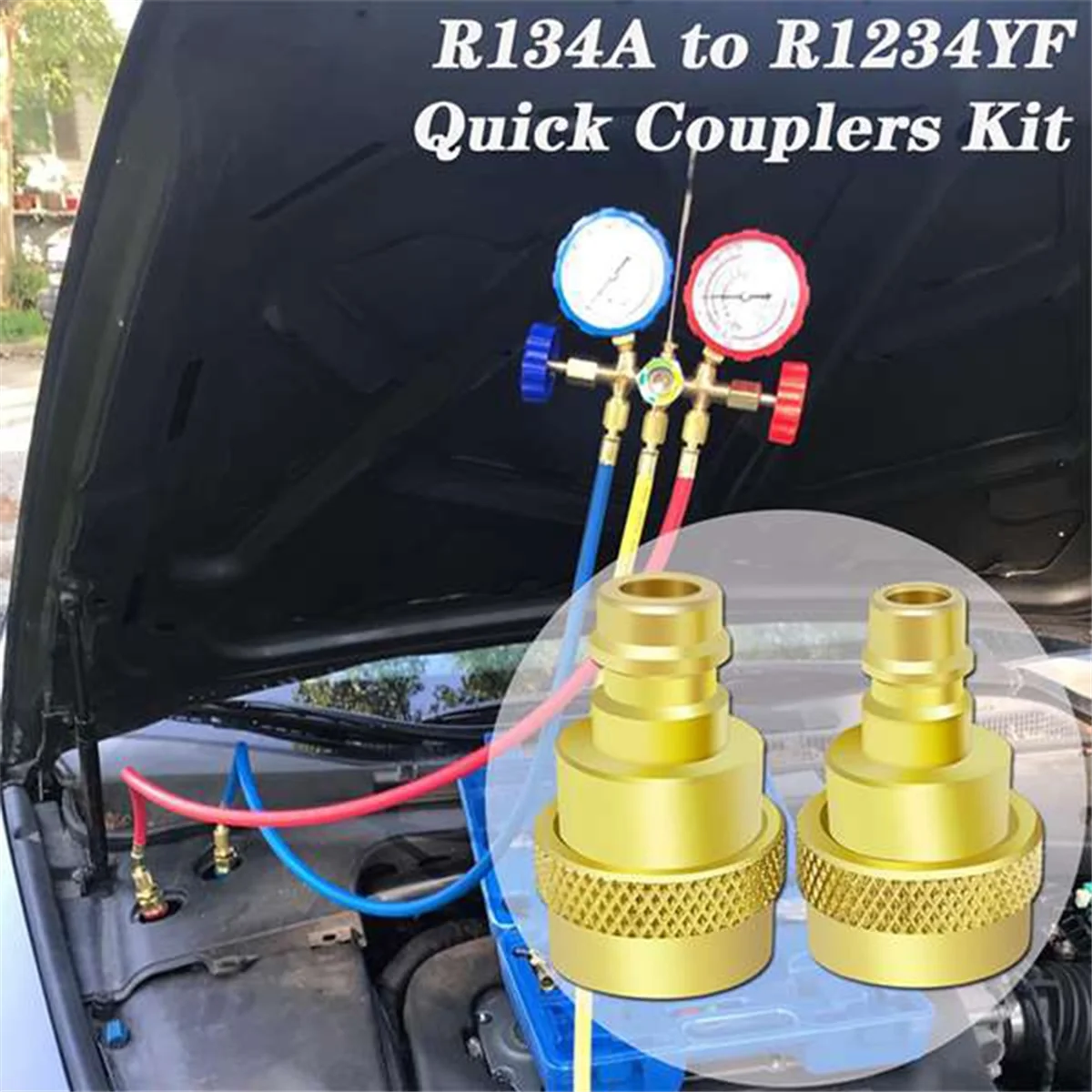 A002 R134a to R1234yf Conversion Kit,Quick Adapter Adjustable High&Low Voltage Connector, Air Conditioner Refrigerant System