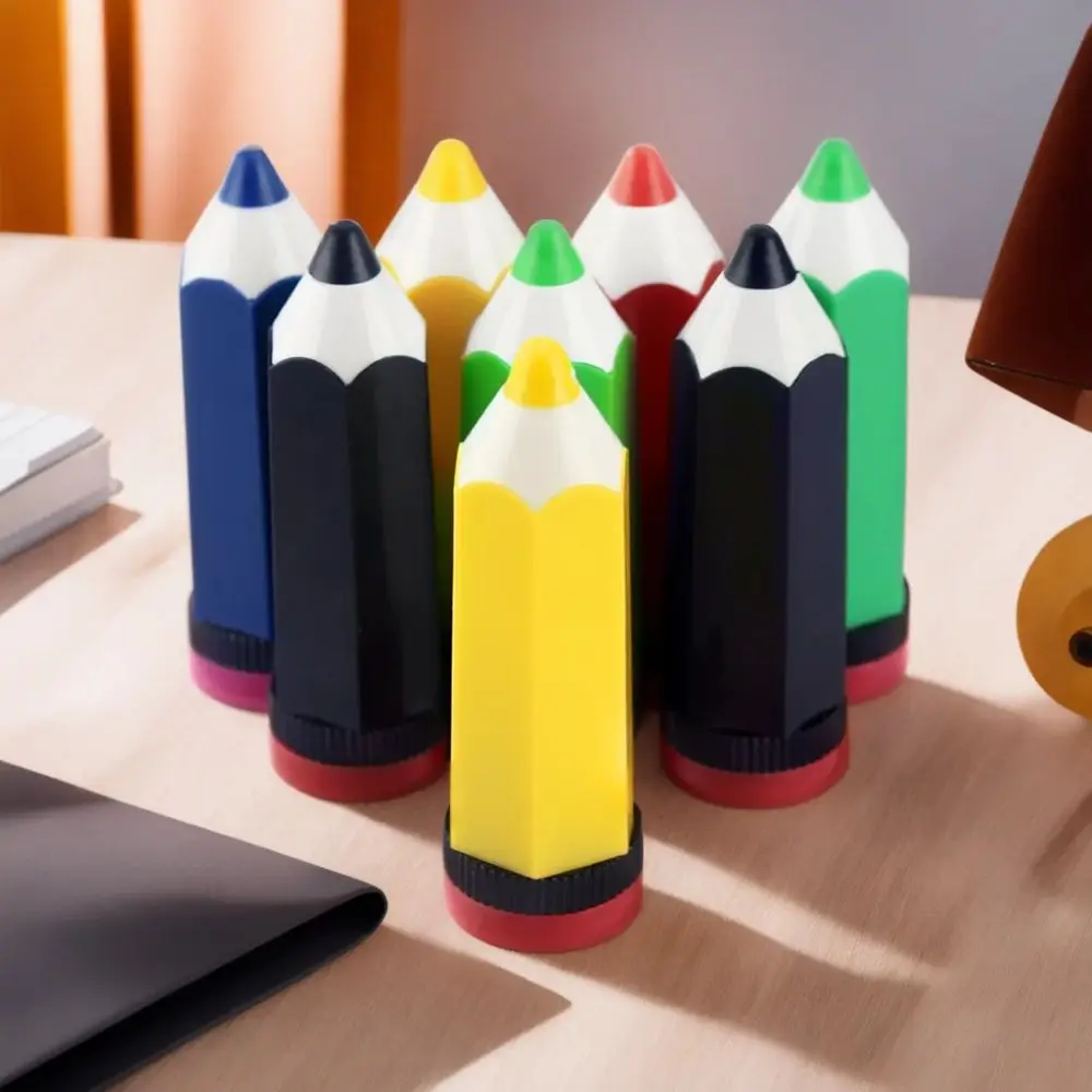 Pencil-shaped Cartoon Pencil Sharpener Portable Single Hole Colorful Pencil Sharpener Funny Durable Stationery