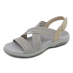 SIKETU Brand Women Casual Strappy Wedge Sandals Gladiator Cross Strap Buckle Sproty Comfortable Walking Shoes Geometry Open Toe