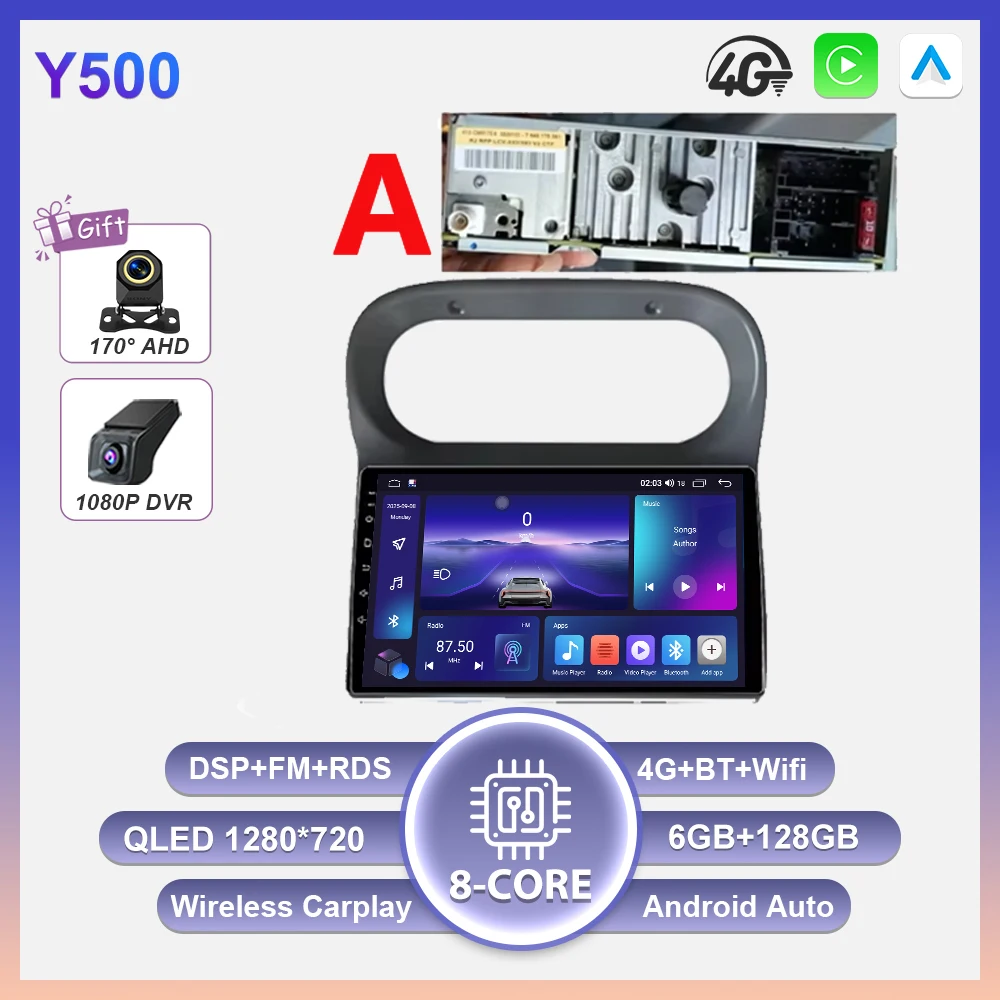 Android 16 Carplay Auto autoradio voor Renault Twingo 1 2005 - 2013 multimediaspeler autoradio Wifi BT scherm GPS navigatie