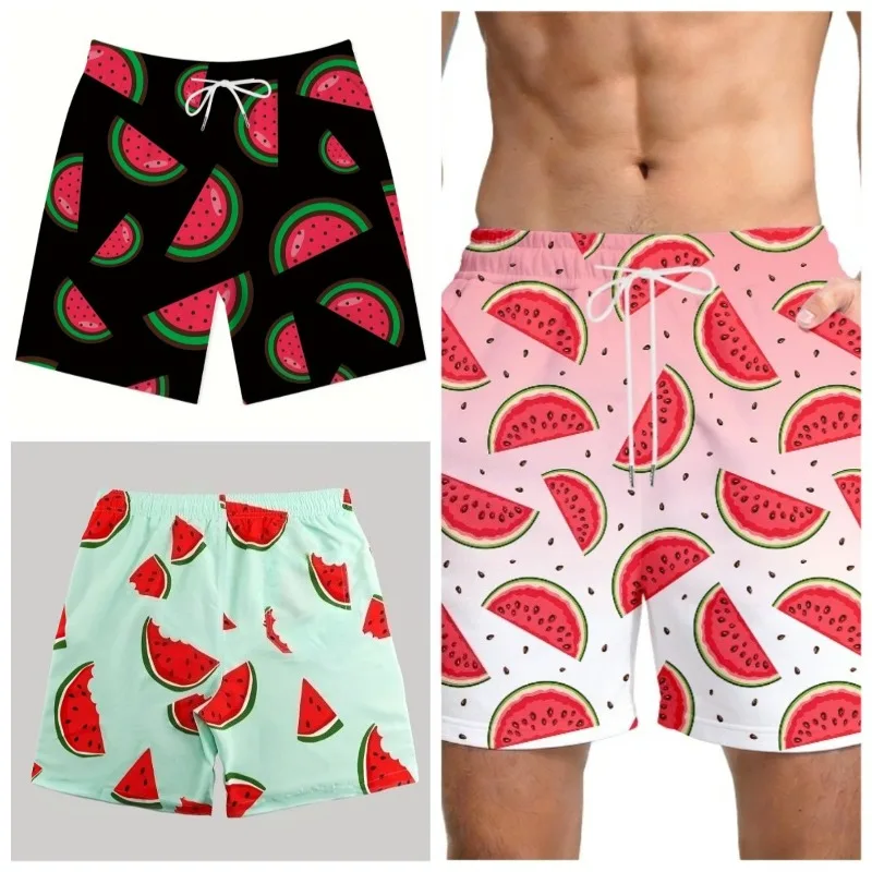 2026 New Fruit Watermelon Children's 3D Summer Breathable Quick Drying Vacation Adult Casual Sports Shorts Beach Pants