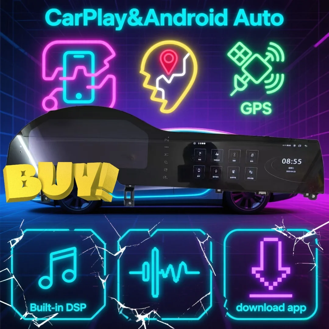 23'' Android 14 For Audi Q7 2005-2015 Double screen Cockpit Instrument Panel Speedometer Virtual Car radio multimedia stereo GPS