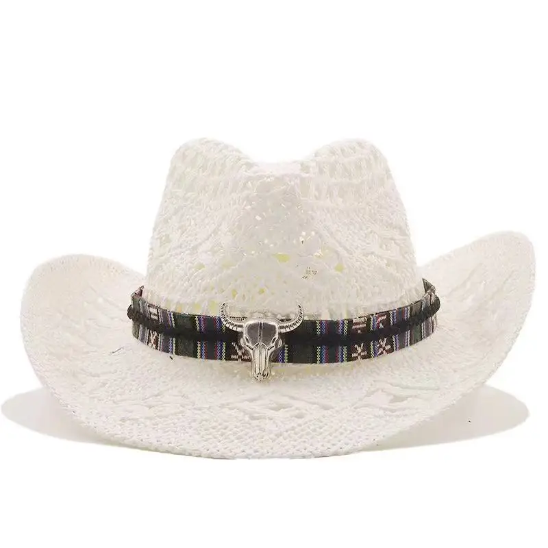 New Women's Beach Hat, Western Cowboy Straw Cap, Summer Sun Hat for Travel Vacation