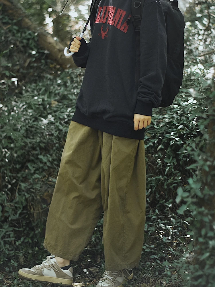 

y Retro Workwear Pants ex Loose Wide Leg Casual Straight Cut Trendy Brand Leisure Trousers Youth Faion Spring Autumn
