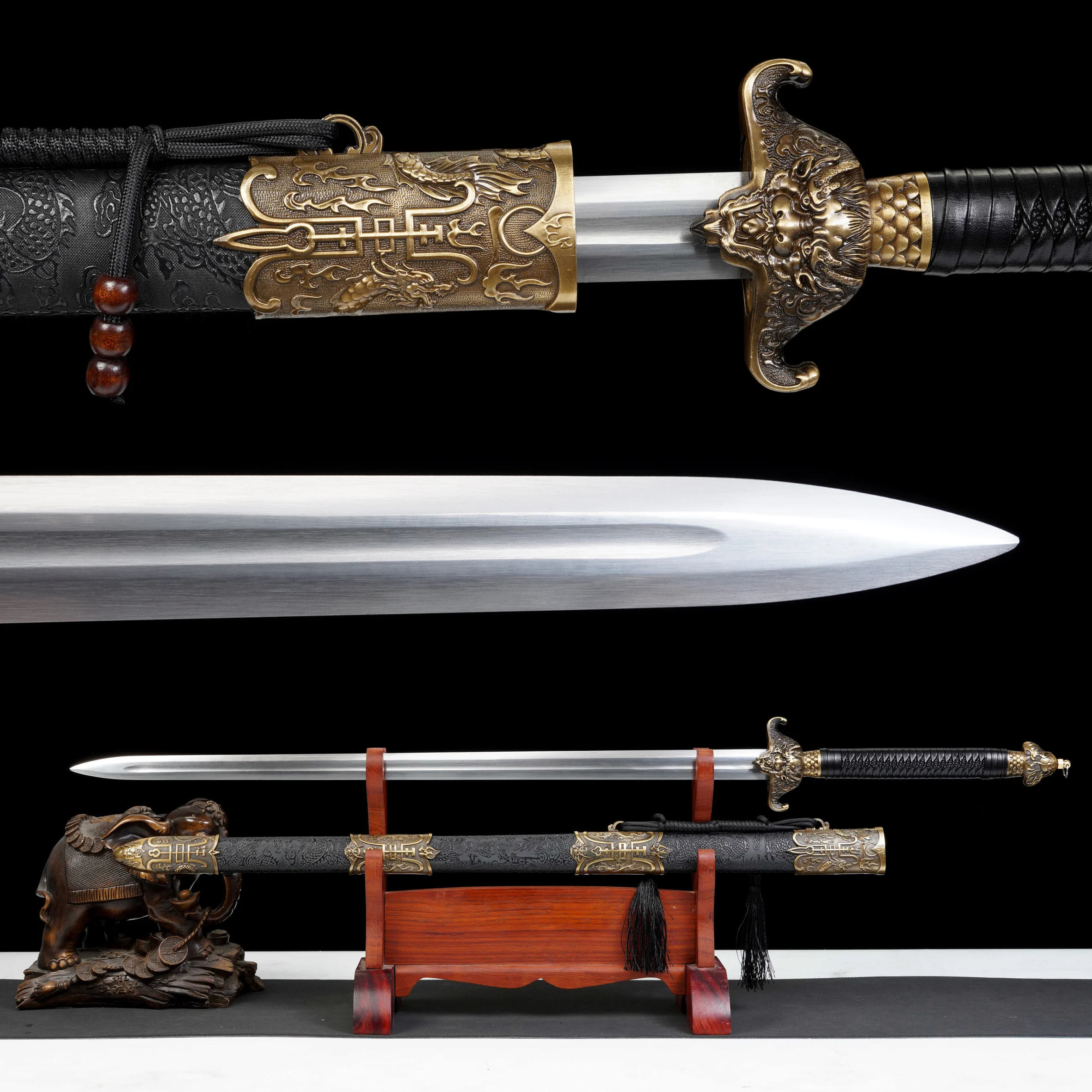 Chinese Dragon King Fu Shou Sword - Manganese Steel True Sword - Gift for those who love martial arts and exercise. - Not sharp