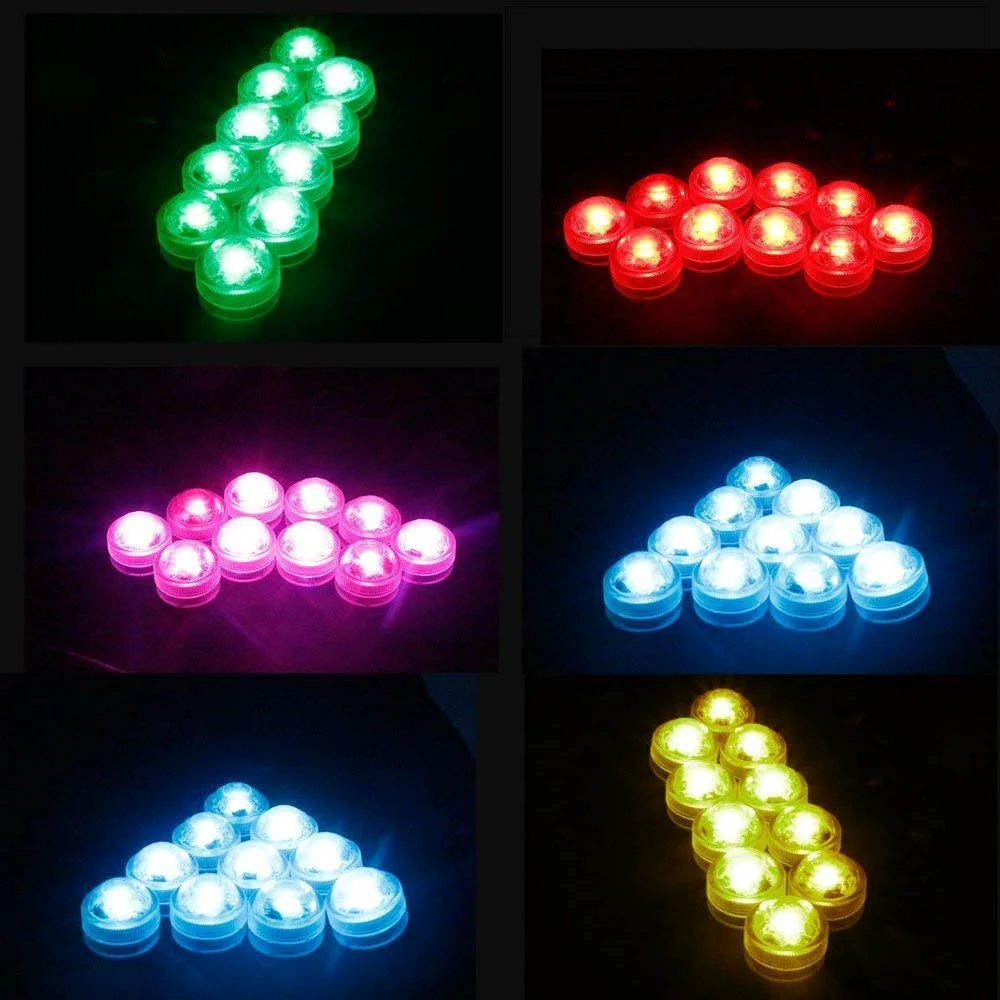 10PCS Mini Underwater Light RGB Color IP68 Waterproof Tea Light with Remote Controller Holiday Decoration Halloween,Christmas