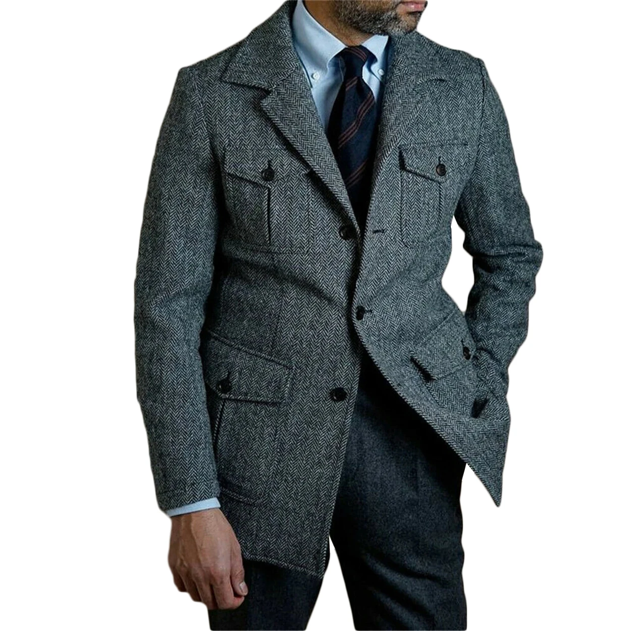 Ternos masculinos de casamento espinha de arenque, roupa do noivo com bolso, smoking slim fit, festa noturna, jaqueta única, inverno, outono