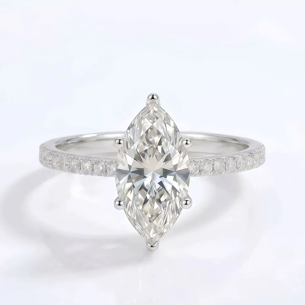 KANOLAN 1-5CT Marquise Cut Moissanite Engagement Ring GRA Certified D VVS1 Lab Diamond s925 Silver Wedding Band Rings for Women