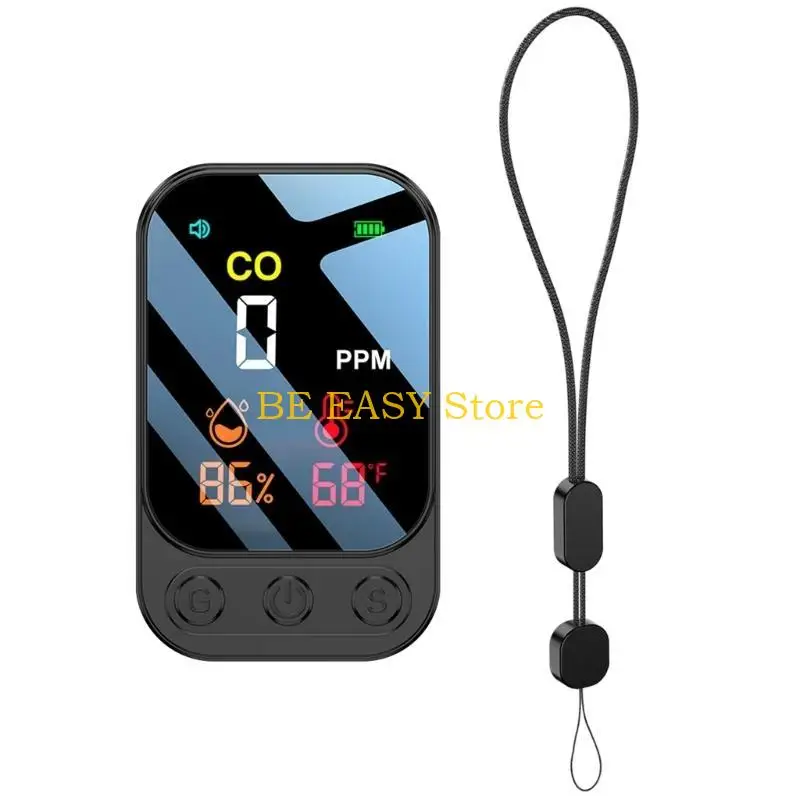 E28F كاشفات أول أكسيد الكربون الصغيرة CO درجة الحرارة الرطوبة شاشات عرض الضوء الخلفي للمنازل المطبخ الطابق السفلي التخييم