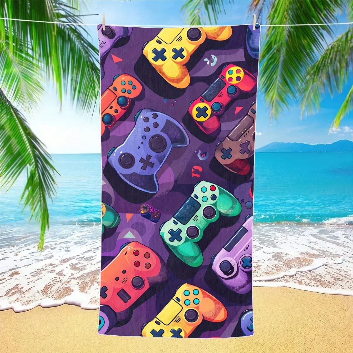 1pc Video Game Controller Beach Towel Soft Absorbent Bath Towel For Men And Women Swimming Pool Camping Trip Supplies Game Towel