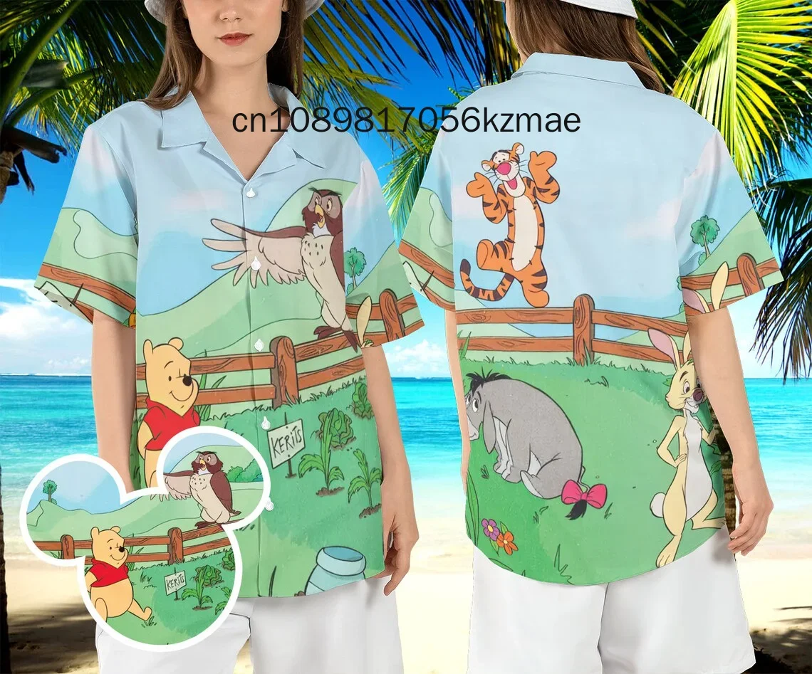 

2024 New Winnie The Pooh Hawaiian Shirt Disney Inspired Men's Button Down Short Sleeve Shirt Disney Hawaiian Shirt Casual Shirt