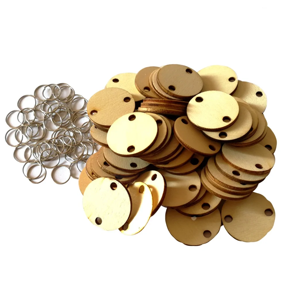 

100Pcs Wooden Discs with Metal Rings DIY Hanging Calendar Board Home Decor Gift for Birthday Wedding Mother Father Day