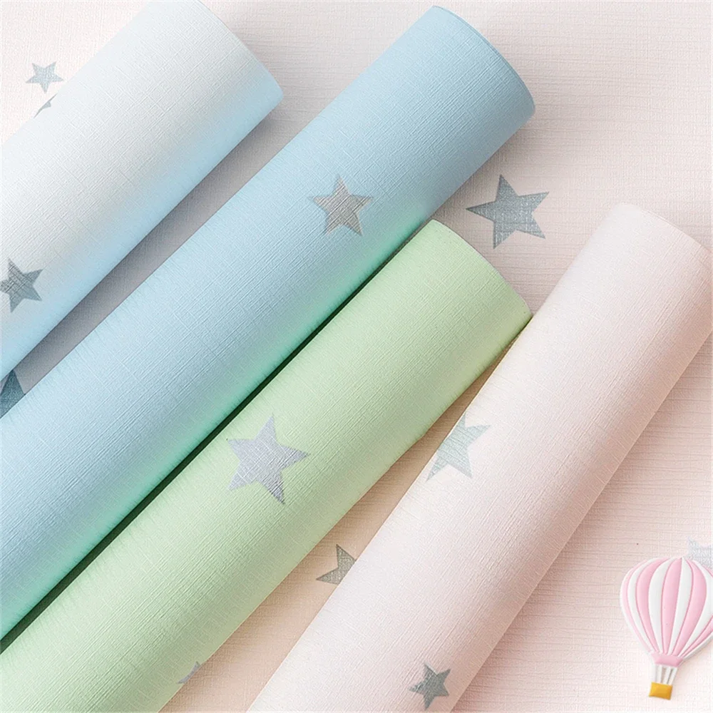 Colorful Star Wallpaper Childrens Bedroom Decor Self Adhesive PVC Furniture Wallpaper Kids Baby Boy Girl Room Mural Cartoon Star