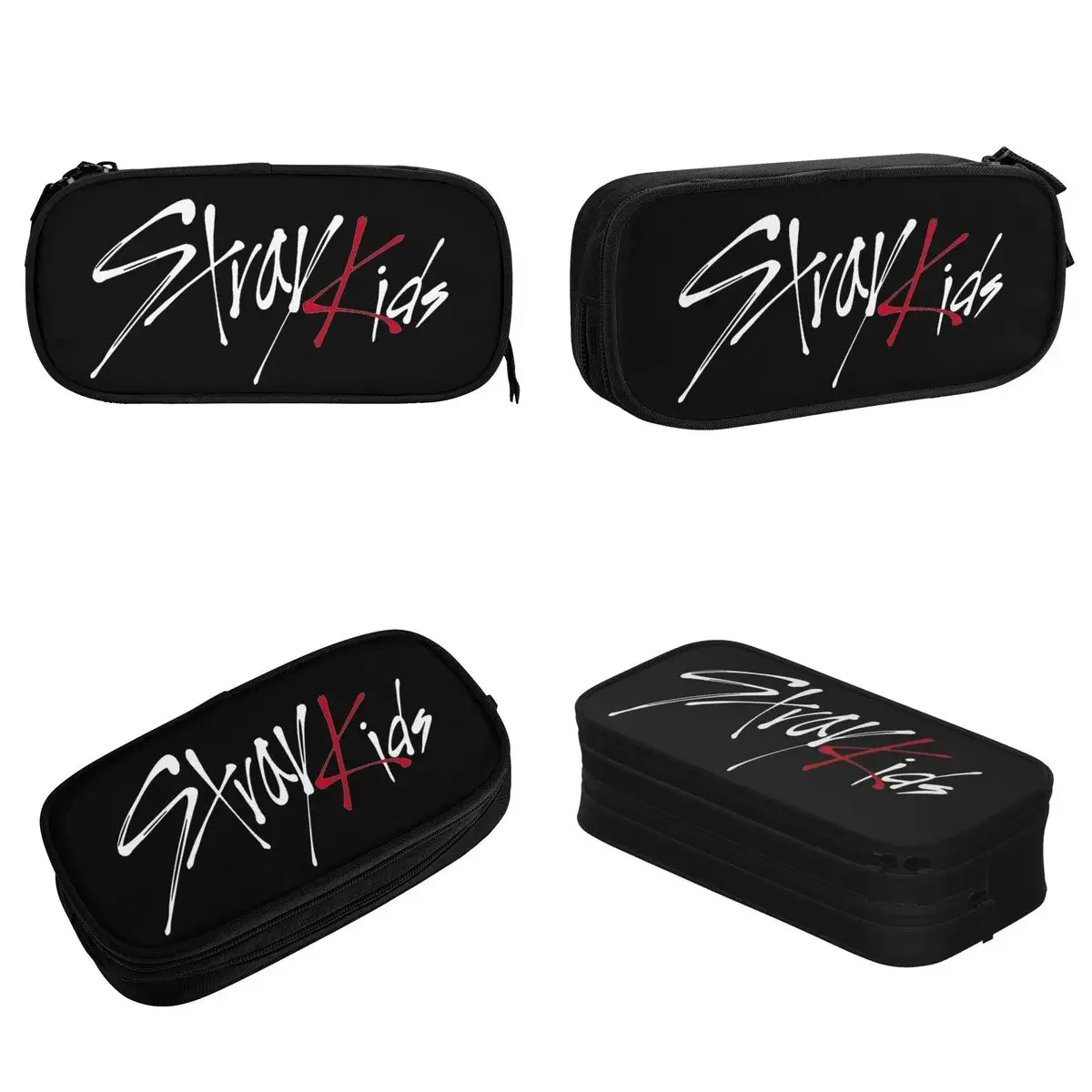 Estojo para lápis Stray Kids Logo, caixa de caneta para meninas e meninos, saco de grande capacidade para estudantes, papelaria escolar, bonito