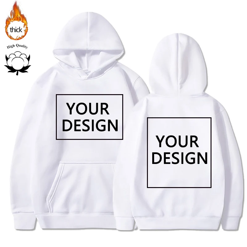 

Custom Print Hoodies for Men Women Cotton Blend Hooded Sweatshirts Winter Warm Fleece Lined Pullover Tops Unisex Oversized Hoody