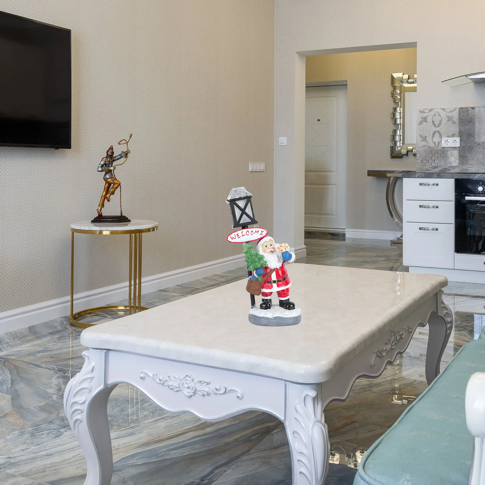 1 قطعة عيد الميلاد سانتا كلوز ليلة مصباح الإبداعية الراتنج عيد الميلاد زخرفة منضدية ديكور متوهجة مهرجان الديكور عيد الميلاد الحرف #3