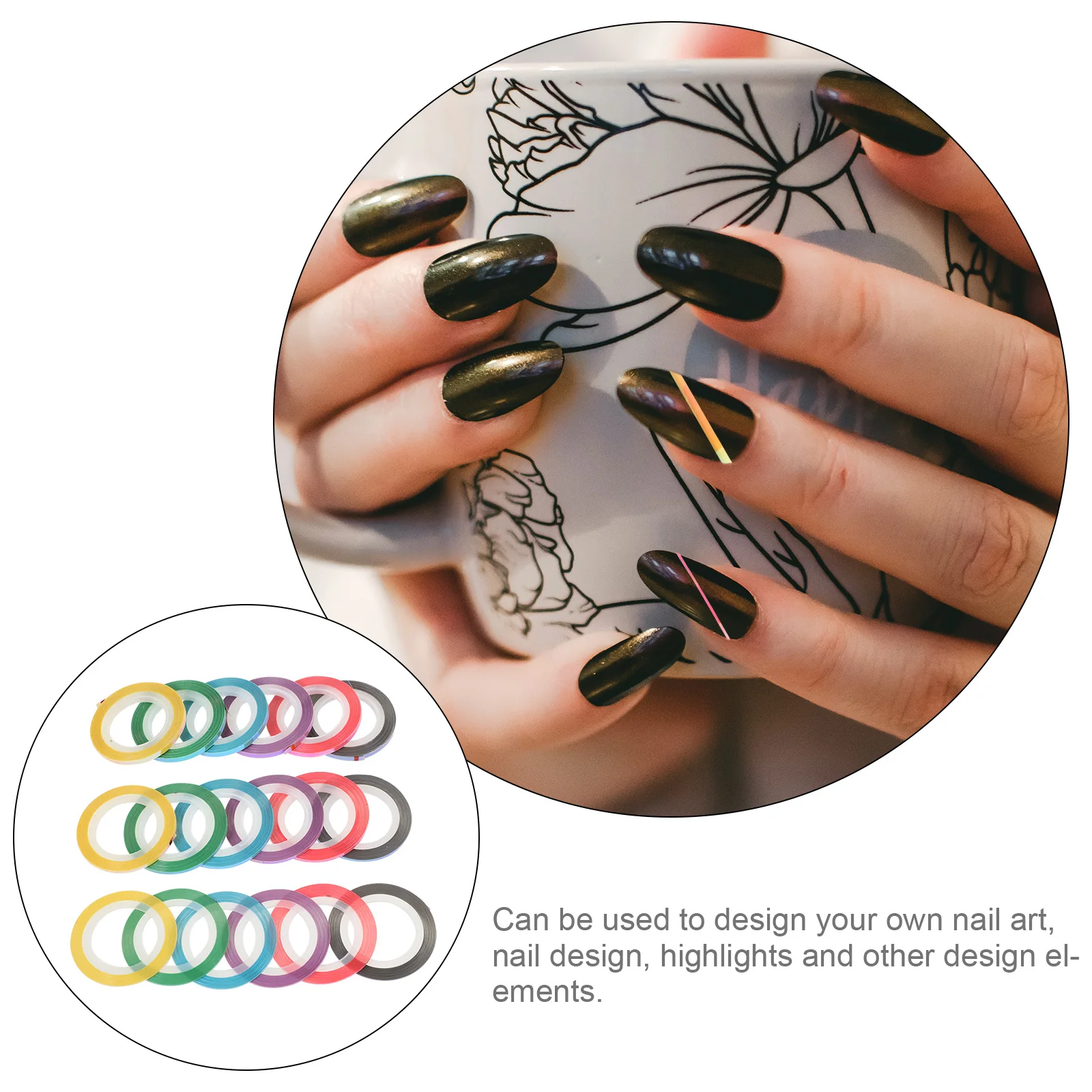 

18 Rolls Nail Art Metal Wire Stickers 18 Colors 3 Sizes 1 2 3MM Safe Material Festival Party Holiday Manicure Accessory Nail