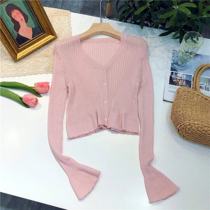 

Gentle temperament, early autumn knitted cardigan, women's sun protection air-conditioned short cardigan