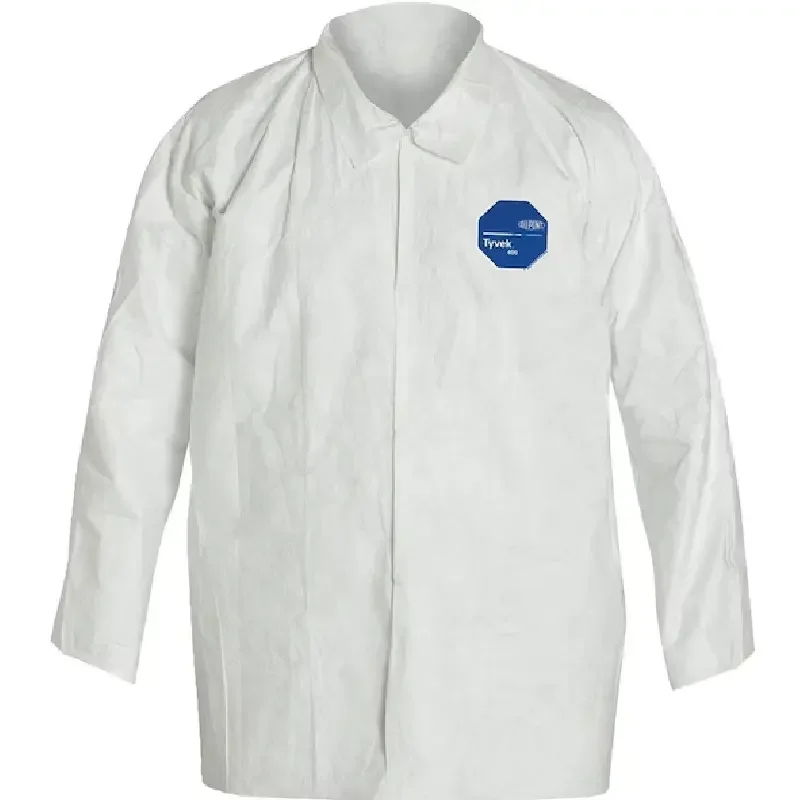 

Shirt. Collar. Open Wrists. Extends to Hip.Serged Seams. White. LG
