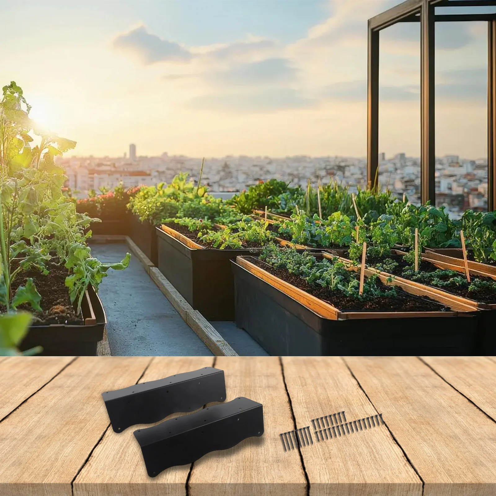 Black Garden Bed Reinforcement Furniture Hardware Stainless Steel Brackets Enhanced Stability System Non-Corrosive Materials