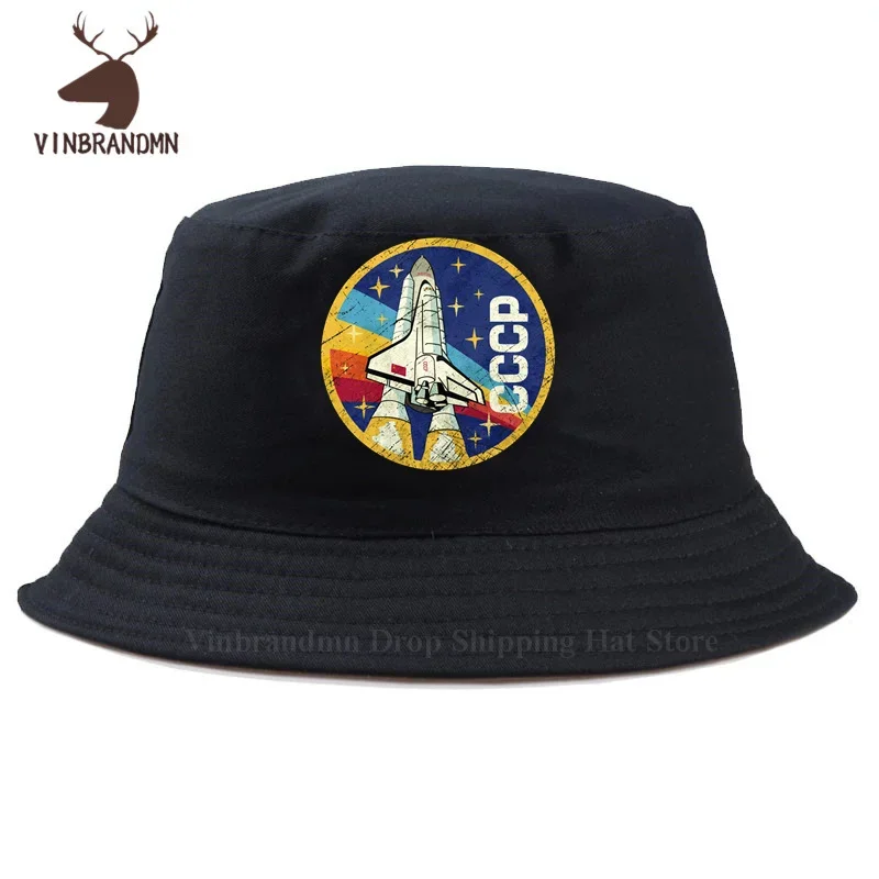 3D Funny USSR CCCP Fishing hats Casual The Soviet Union Russia Space Bucket hats Rocket Shuttle Emblem V01 Outdoor Baseball caps