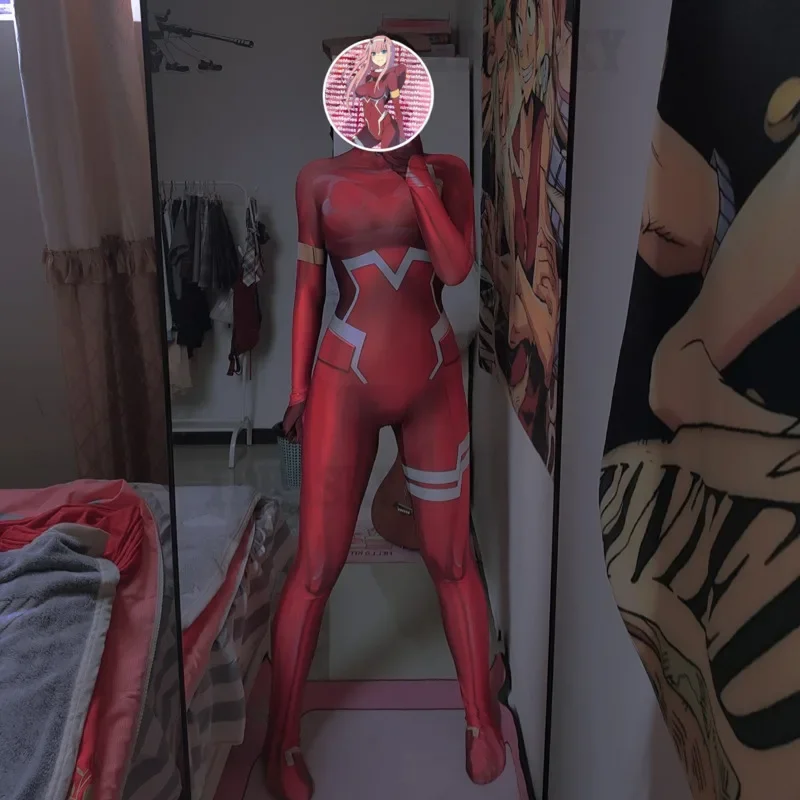 Darling in the franxx 02 Zero Two Cosplay Costume for Women Halloween Costume Christmas Carnival Tight 3D Printing Bodysuit shoe