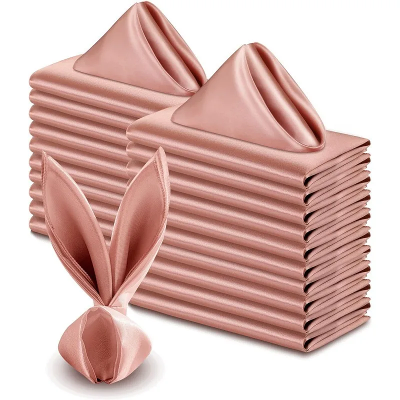 10pcs 30x30cm/43x43cm Satin Napkin Soft Washable Dinner Napkins Reusable Table Napkins Hotel Parties Supplies
