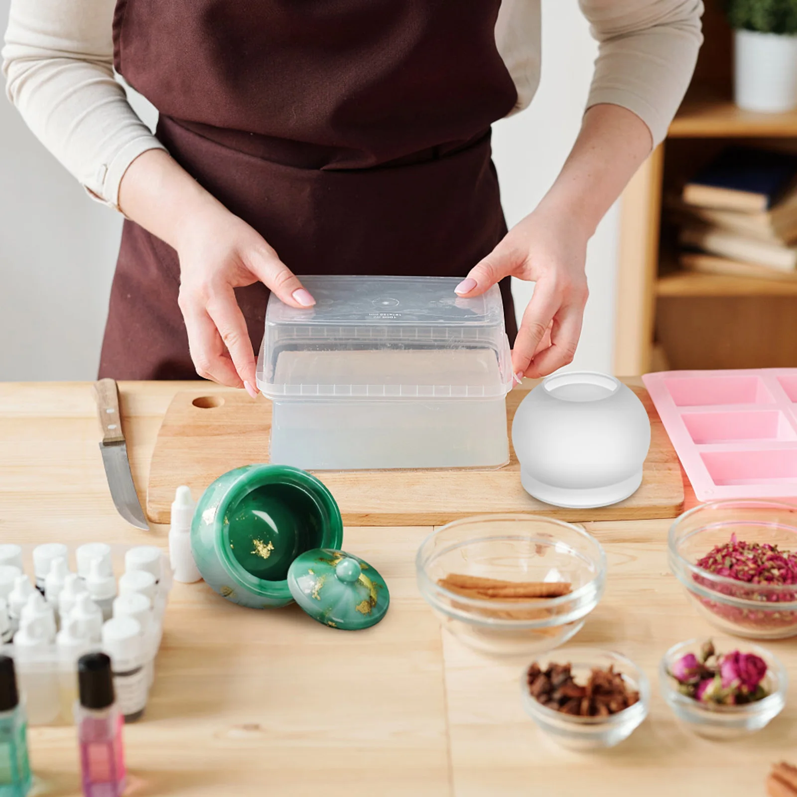 

1pcs Resin Jar Mold With Lid Silicone Mold For Epoxy Resin Diy Storage Container Durable Flexible Molds For Crafts Jewelry