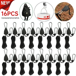 1/2/4/6/8/10/12/14/16pcs Rope Pulley 1/8 Lift Pulley Lifting Pulley Hook Canoe Boat Bow Stern Rope Sky Curtain Tent for Camping
