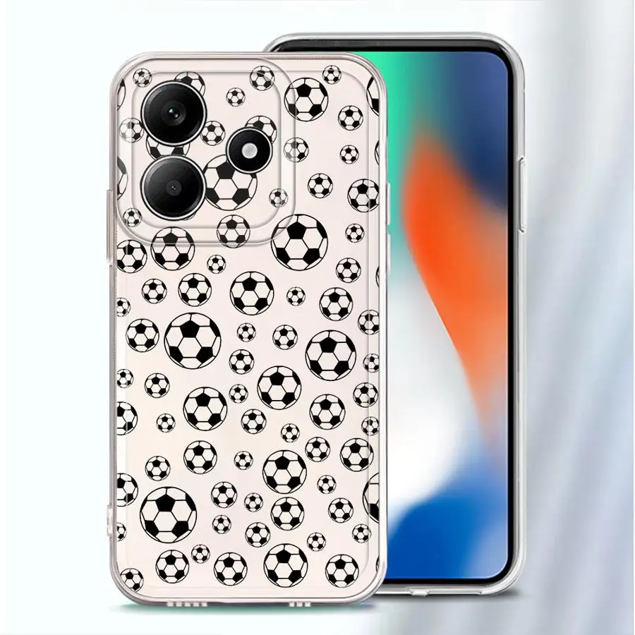 Black White Football Print Case for Xiaomi Redmi Note 14 Pro Plus 11 9 10 A4 12S Note 13 11S 13C 14C 10S 12 Soft Phone Cover view 5