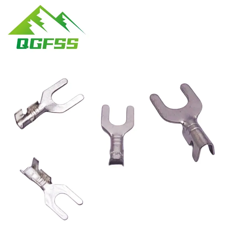 100pcs 4.2mm Fork Terminal Block Fork-shaped Bare cold-pressed Terminal U-shaped Y-shaped Lug Grounding Lug 3.2 4.2 5.2 6.2 8.2