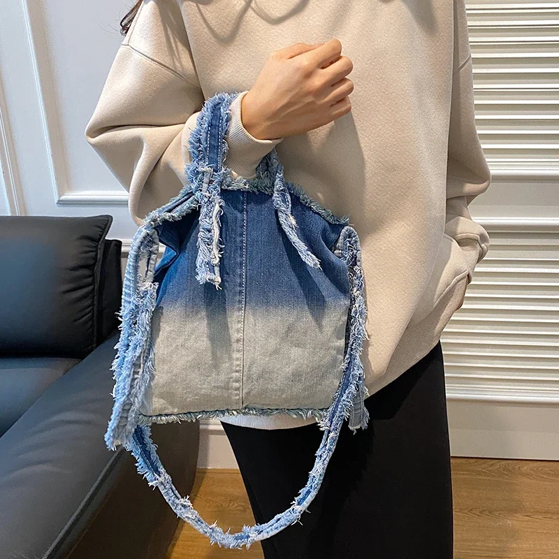 LEFTSIDE Small Denim Shoulder Bag Lady Handbags And Purses Women 2024 Y2K New Korean Fashion Female Tote Bag Crossbody Bags