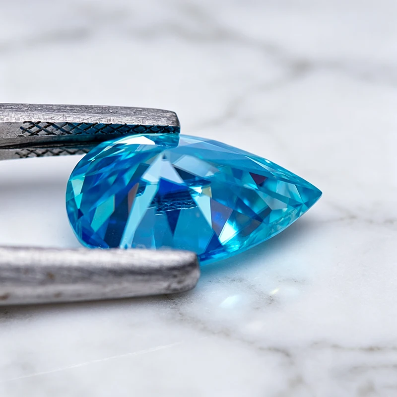 Moissanit-Stein Aquamarin Birnenförmiger Schliff Anhänger Edelstein für DIY Schmuckherstellung Ring Halskette Ohrringe Materialien mit Zertifikat – Detail 6