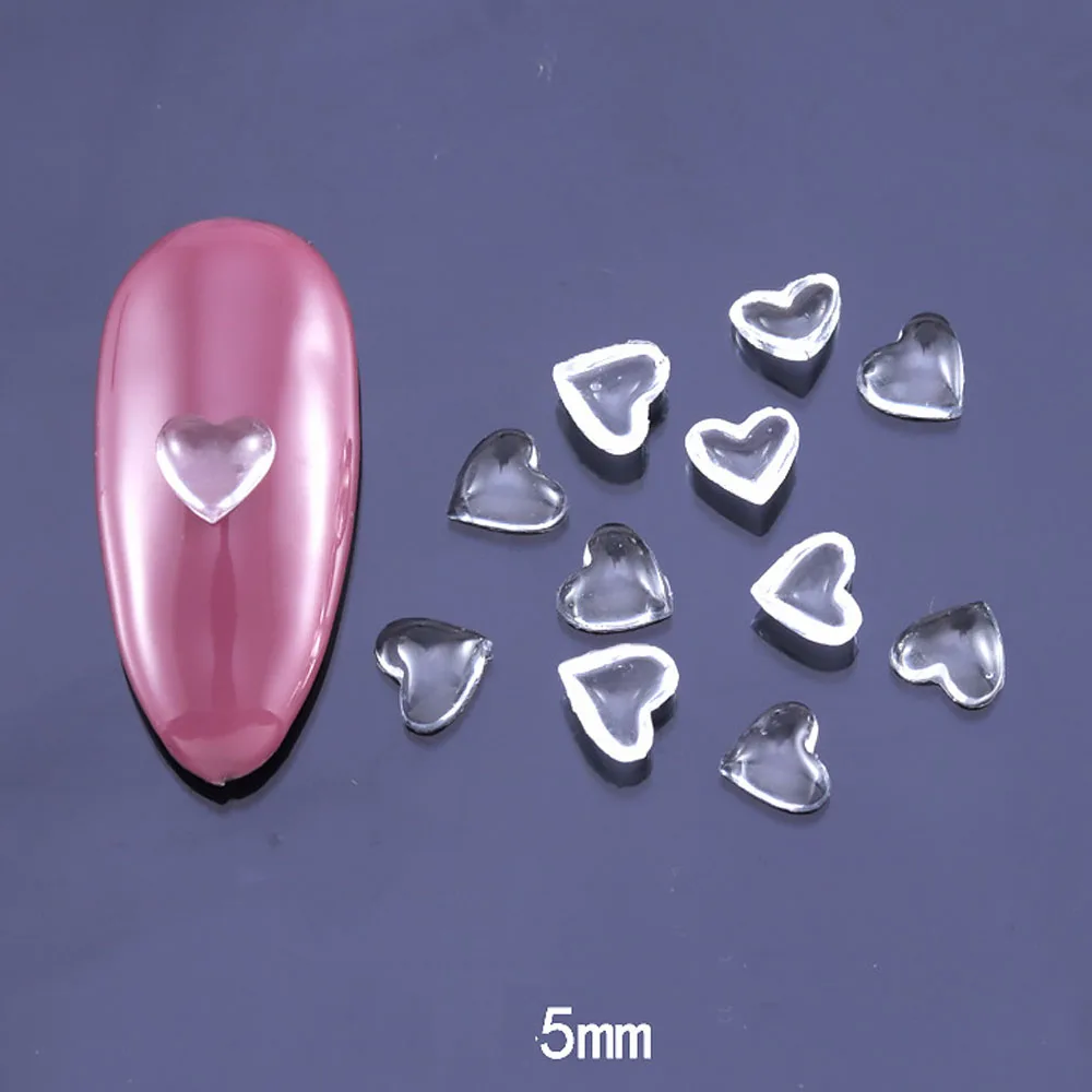 50 개/가방 가방 3D 수 지 심장 네일 아트 쥬얼리 지우기 5/6/8mm 네일 매력 플랫 백 장식 매니큐어 라인 석 공급 액세서리