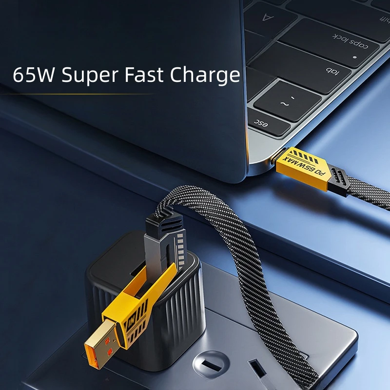 65W super fast charging two drag two applicable Apple Type-C data cable multi-function car PD27W charging cable