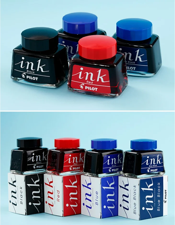 Japan Baku / PILOT INK-30 Farbstofftinte Flasche Schwarz, Rot, Blau, Dunkelblau für Füllfederhalter – Detail 1
