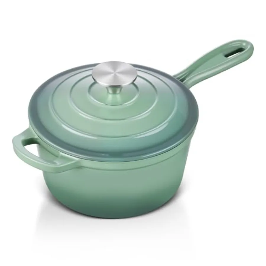 

Enameled Cast Iron Sauce Pan wit Lid 1 Quart Sauan wit Lid Enamel Cast Iron Dutc Oven Kitcen Cookware for All Cooktops Cooking