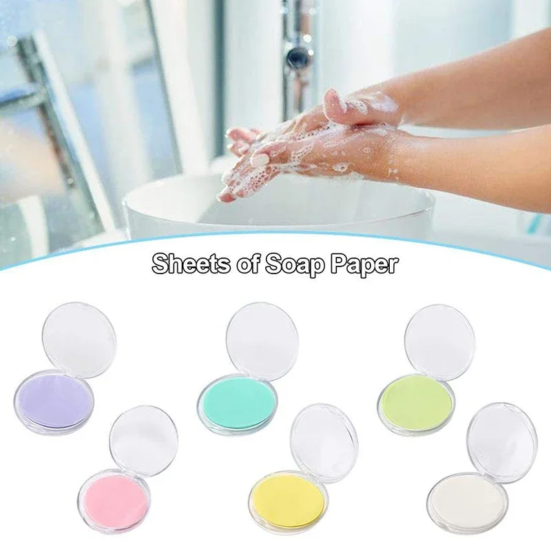 50PCS/Box Disposable Soap Paper Portable Hand Washing Soap Sheets 6 Fragrances Mini Travel Soap for Outdoor & Daily Use